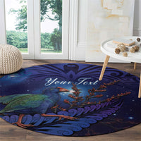 Takahe New Zealand Personalised Round Carpet Harakeke Silver Fern Maori Pattern LT22 - Polynesian Pride