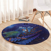 Takahe New Zealand Personalised Round Carpet Harakeke Silver Fern Maori Pattern LT22 - Polynesian Pride