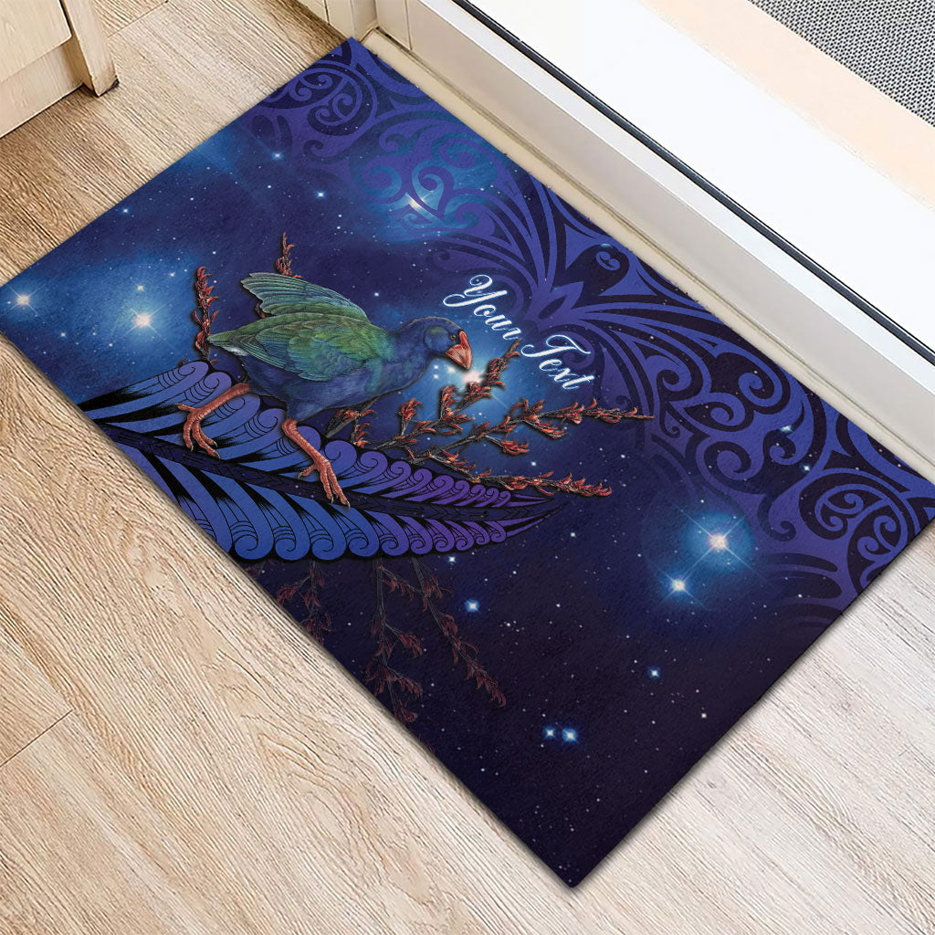 Takahe New Zealand Personalised Rubber Doormat Harakeke Silver Fern Maori Pattern LT22 - Polynesian Pride