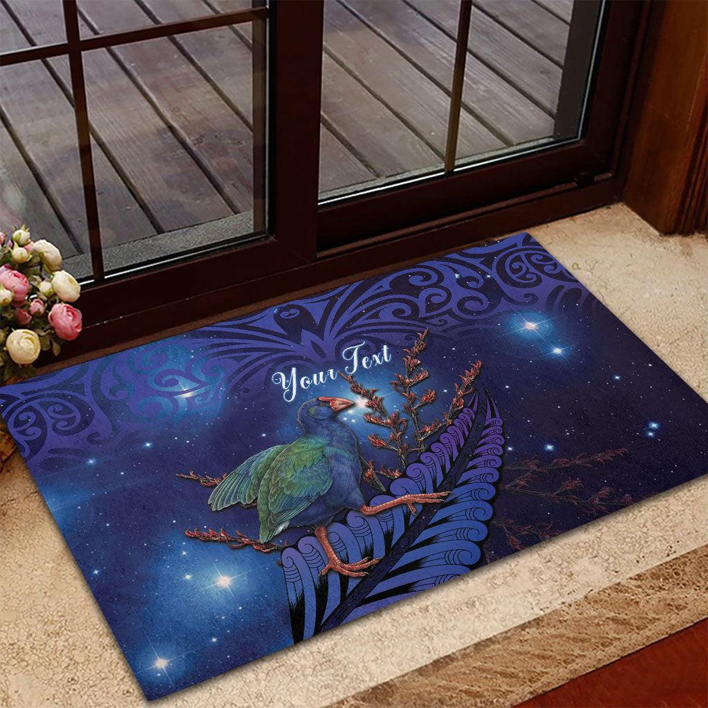 Takahe New Zealand Personalised Rubber Doormat Harakeke Silver Fern Maori Pattern LT22 - Polynesian Pride