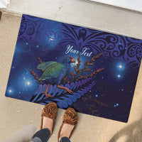Takahe New Zealand Personalised Rubber Doormat Harakeke Silver Fern Maori Pattern LT22 - Polynesian Pride
