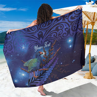 Takahe New Zealand Personalised Sarong Harakeke Silver Fern Maori Pattern LT22 One Size 44 x 66 inches Blue - Polynesian Pride