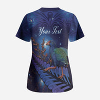 Takahe New Zealand Personalised Scrub Top Harakeke Silver Fern Maori Pattern LT22 - Polynesian Pride