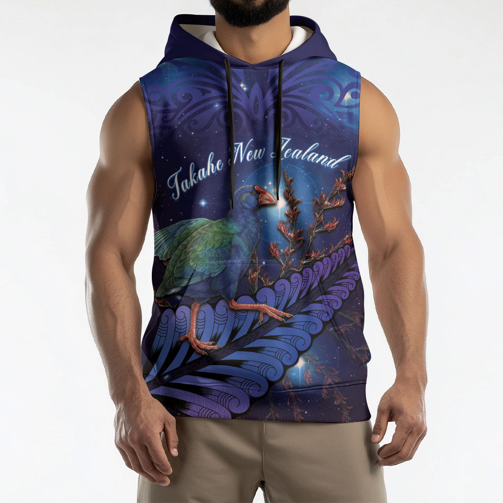 Takahe New Zealand Personalised Sleeveless Hoodie Harakeke Silver Fern Maori Pattern LT22 - Polynesian Pride