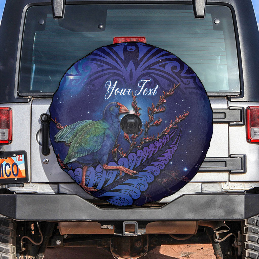Takahe New Zealand Personalised Spare Tire Cover Harakeke Silver Fern Maori Pattern LT22 Blue - Polynesian Pride