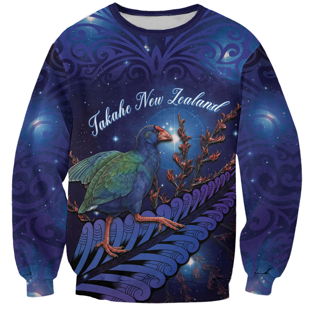 Takahe New Zealand Personalised Sweatshirt Harakeke Silver Fern Maori Pattern