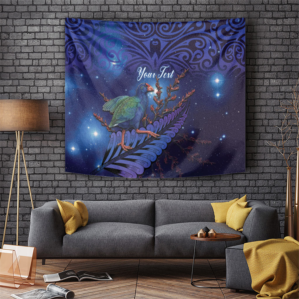 Takahe New Zealand Personalised Tapestry Harakeke Silver Fern Maori Pattern LT22 Blue - Polynesian Pride