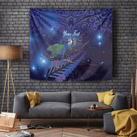 Takahe New Zealand Personalised Tapestry Harakeke Silver Fern Maori Pattern LT22 Blue - Polynesian Pride