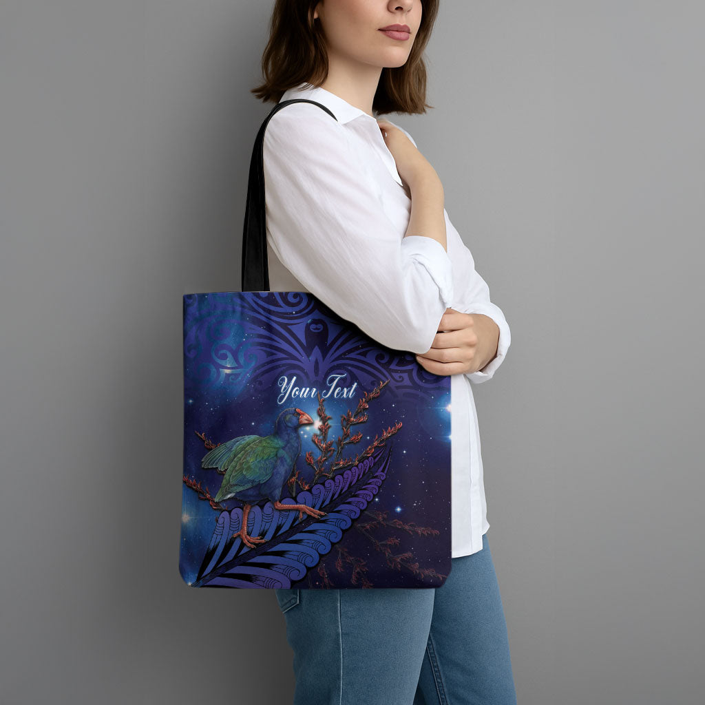 Takahe New Zealand Personalised Tote Bag Harakeke Silver Fern Maori Pattern LT22 - Polynesian Pride