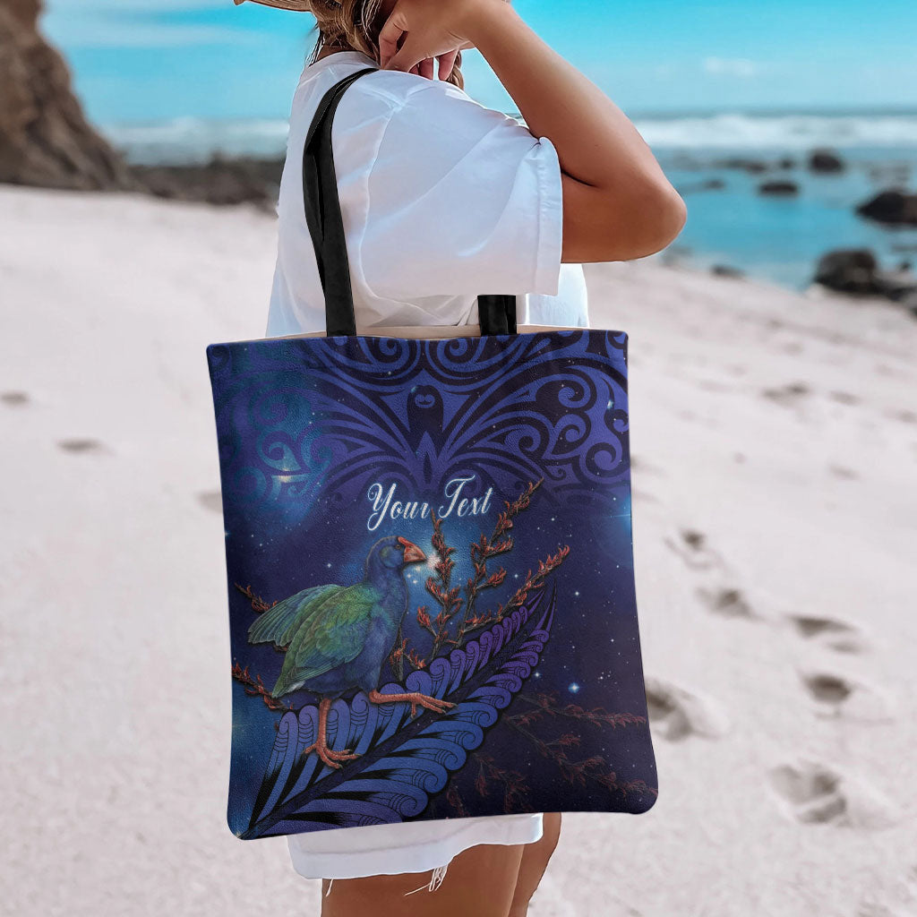 Takahe New Zealand Personalised Tote Bag Harakeke Silver Fern Maori Pattern LT22 - Polynesian Pride