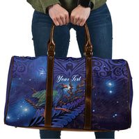 Takahe New Zealand Personalised Travel Bag Harakeke Silver Fern Maori Pattern LT22 Blue - Polynesian Pride