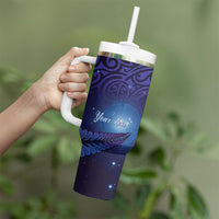 Takahe New Zealand Personalised Tumbler With Handle Harakeke Silver Fern Maori Pattern LT22 - Polynesian Pride