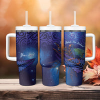 Takahe New Zealand Personalised Tumbler With Handle Harakeke Silver Fern Maori Pattern LT22 - Polynesian Pride