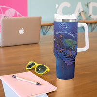 Takahe New Zealand Personalised Tumbler With Handle Harakeke Silver Fern Maori Pattern LT22 - Polynesian Pride