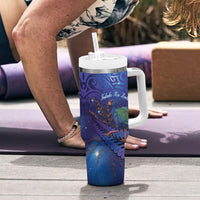 Takahe New Zealand Personalised Tumbler With Handle Harakeke Silver Fern Maori Pattern LT22 - Polynesian Pride