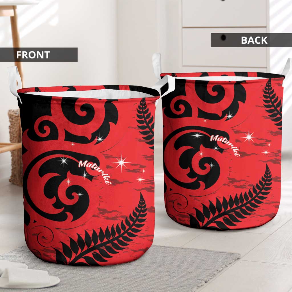 New Zealand Matariki Laundry Basket Maori New Year Koru Pattern LT22 - Polynesian Pride