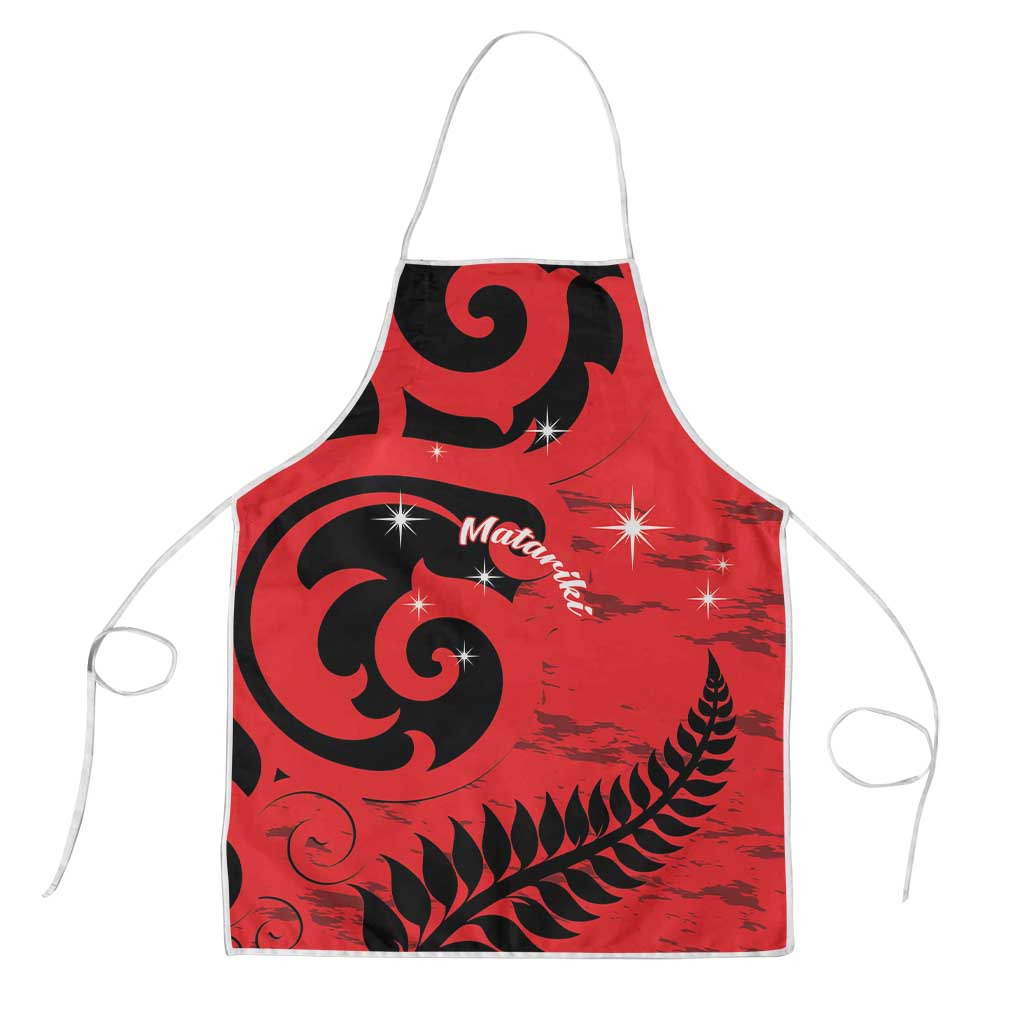 New Zealand Matariki Apron Maori New Year Koru Pattern LT22 Red - Polynesian Pride
