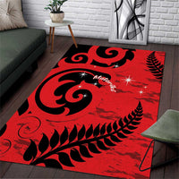 New Zealand Matariki Area Rug Maori New Year Koru Pattern LT22 Red - Polynesian Pride