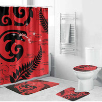 New Zealand Matariki Bathroom Set Maori New Year Koru Pattern LT22 Bathroom Set (4 pcs) Red - Polynesian Pride