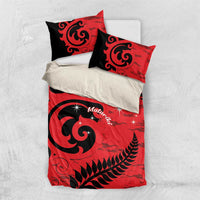 New Zealand Matariki Bedding Set Maori New Year Koru Pattern LT22 US Twin 172cm x 218cm Red - Polynesian Pride