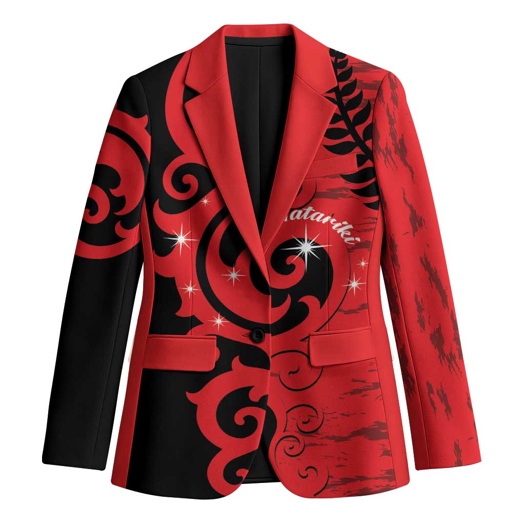 New Zealand Matariki Blazer Maori New Year Koru Pattern LT22 Unisex Red - Polynesian Pride