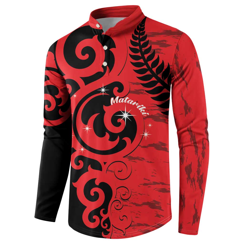 New Zealand Matariki Button Sweatshirt Maori New Year Koru Pattern LT22 - Polynesian Pride