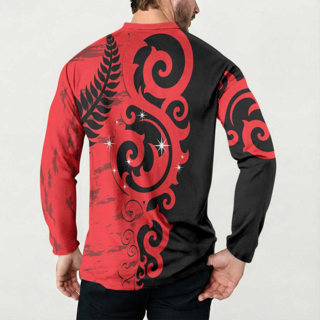 New Zealand Matariki Button Sweatshirt Maori New Year Koru Pattern LT22 - Polynesian Pride