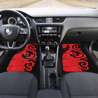 New Zealand Matariki Car Mats Maori New Year Koru Pattern LT22 Set 2pcs - Front Red - Polynesian Pride