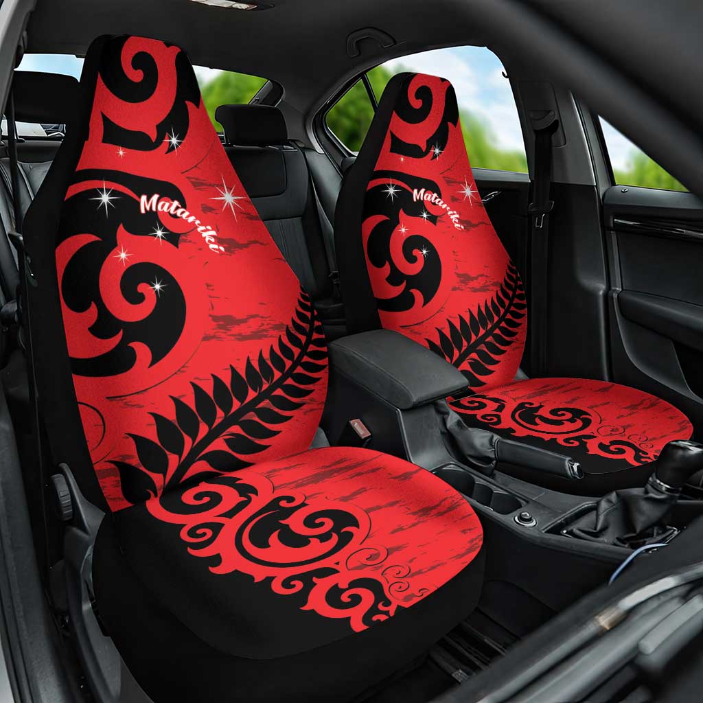 New Zealand Matariki Car Seat Cover Maori New Year Koru Pattern LT22 One Size Red - Polynesian Pride