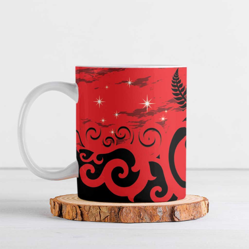 New Zealand Matariki Ceramic Mug Maori New Year Koru Pattern LT22 Red - Polynesian Pride