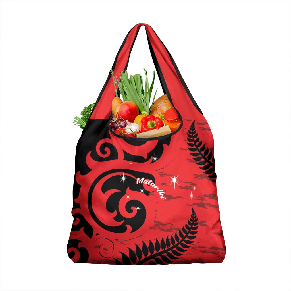 New Zealand Matariki Grocery Bag Maori New Year Koru Pattern LT22 1-pack One Size Red - Polynesian Pride