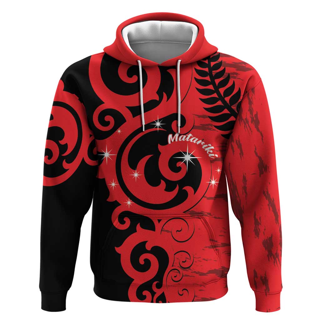 New Zealand Matariki Hoodie Maori New Year Koru Pattern LT22 Pullover Hoodie Red - Polynesian Pride