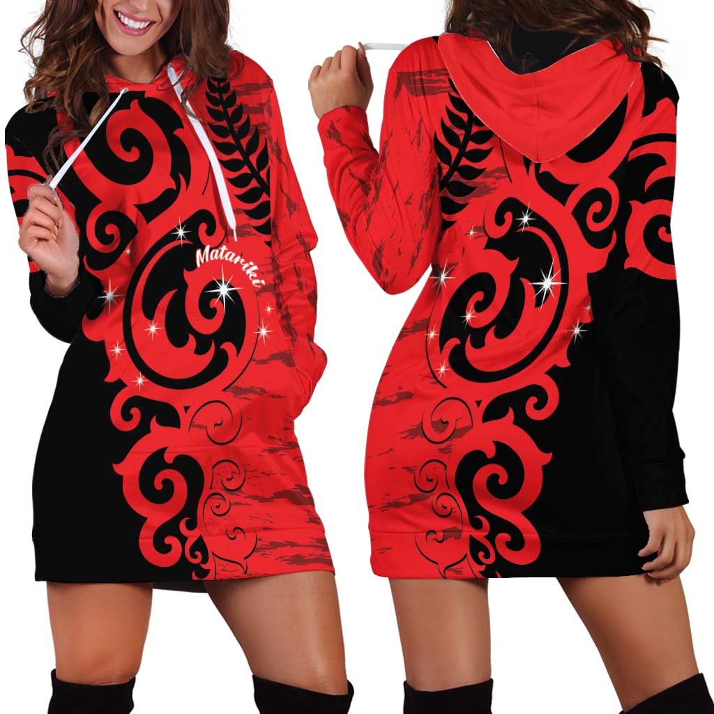 New Zealand Matariki Hoodie Dress Maori New Year Koru Pattern LT22 - Polynesian Pride