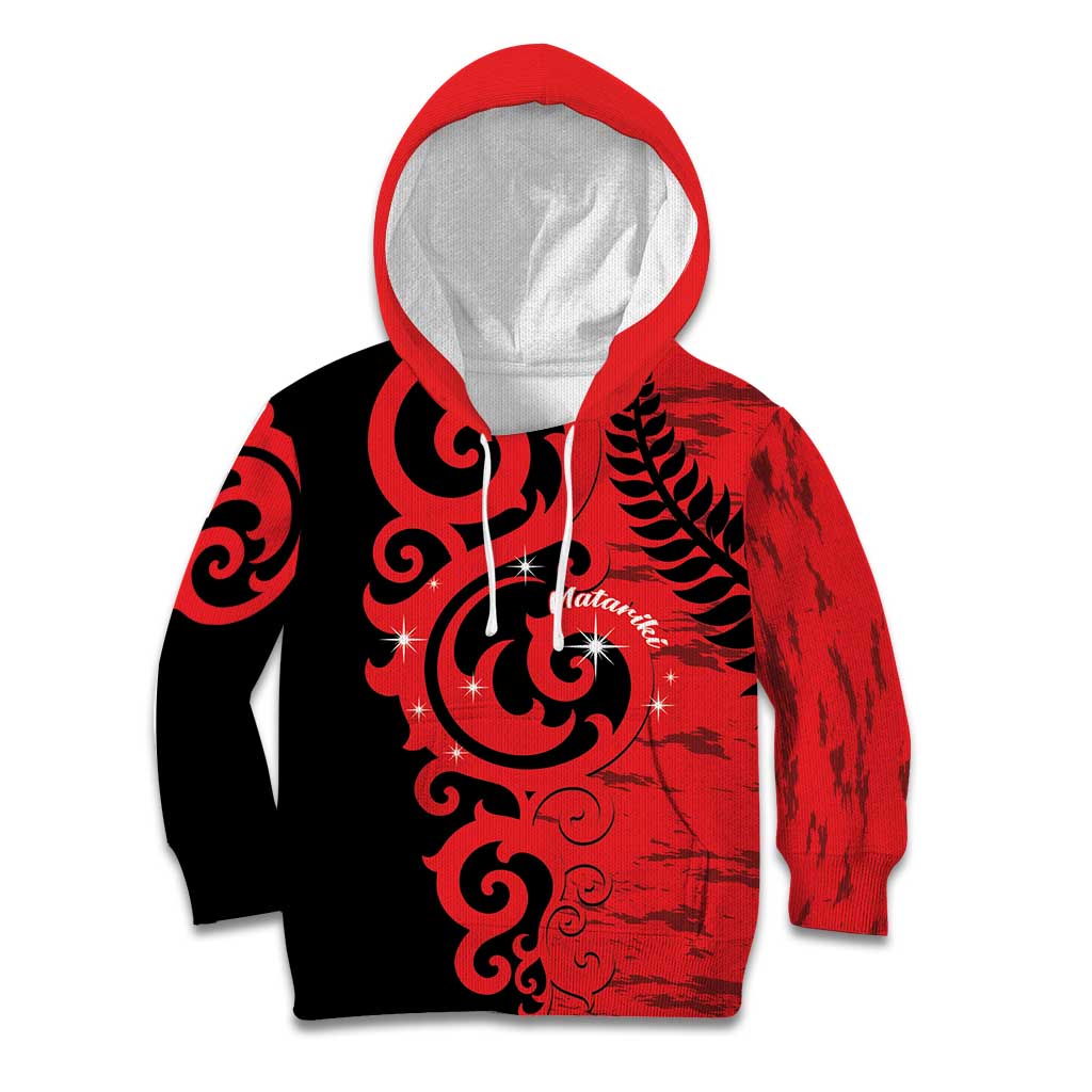 New Zealand Matariki Kid Hoodie Maori New Year Koru Pattern LT22 Hoodie Red - Polynesian Pride