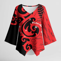 New Zealand Matariki Kimono Sleeve Blouse Maori New Year Koru Pattern