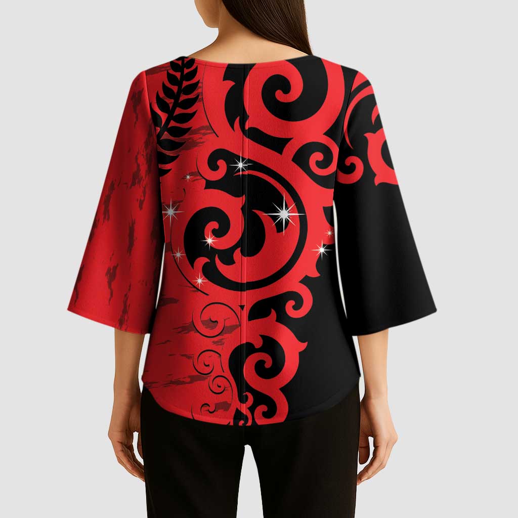 New Zealand Matariki Kimono Sleeve Blouse Maori New Year Koru Pattern