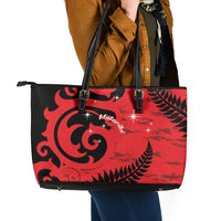 New Zealand Matariki Leather Tote Bag Maori New Year Koru Pattern LT22 - Polynesian Pride
