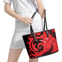 New Zealand Matariki Leather Tote Bag Maori New Year Koru Pattern LT22 - Polynesian Pride