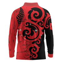 New Zealand Matariki Long Sleeve Polo Shirt Maori New Year Koru Pattern LT22 - Polynesian Pride