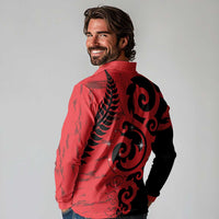 New Zealand Matariki Long Sleeve Polo Shirt Maori New Year Koru Pattern LT22 - Polynesian Pride
