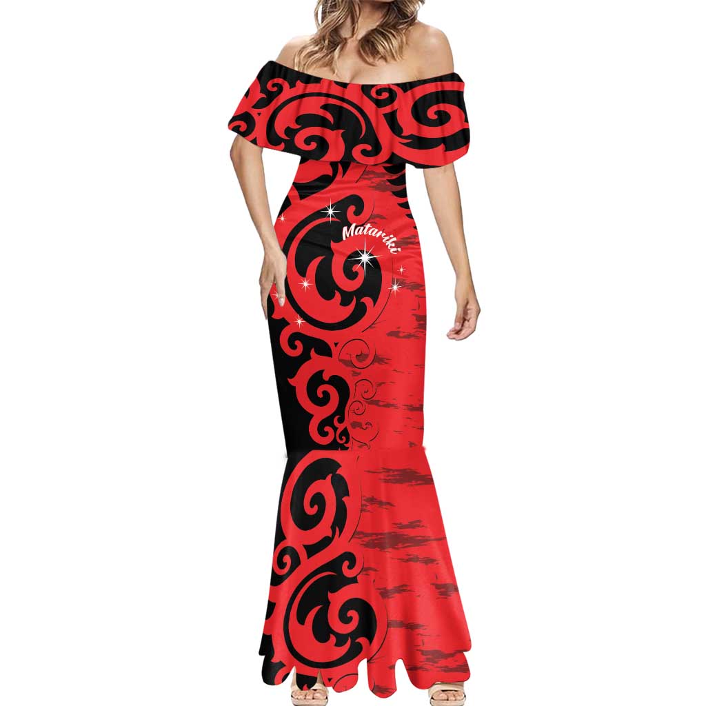 New Zealand Matariki Mermaid Dress Maori New Year Koru Pattern LT22 - Polynesian Pride