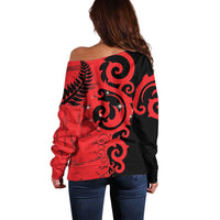New Zealand Matariki Off Shoulder Sweater Maori New Year Koru Pattern LT22 - Polynesian Pride