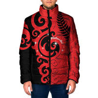 New Zealand Matariki Padded Jacket Maori New Year Koru Pattern LT22 Men Red - Polynesian Pride
