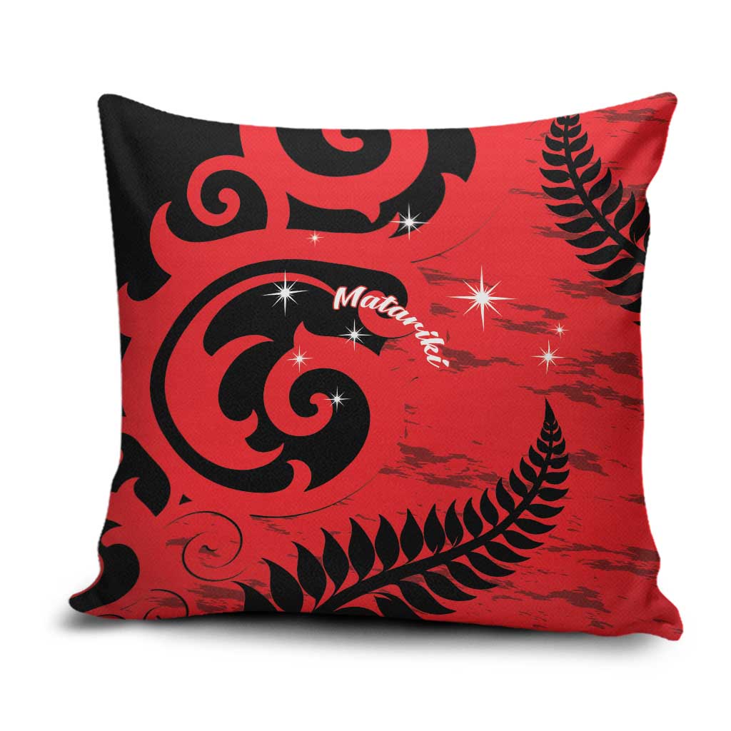New Zealand Matariki Pillow Cover Maori New Year Koru Pattern LT22 Red - Polynesian Pride