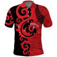 New Zealand Matariki Polo Shirt Maori New Year Koru Pattern LT22 Red - Polynesian Pride