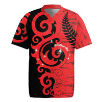 New Zealand Matariki Rugby Jersey Maori New Year Koru Pattern LT22 Red - Polynesian Pride