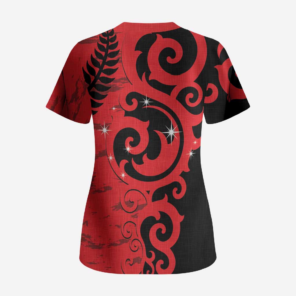 New Zealand Matariki Scrub Top Maori New Year Koru Pattern