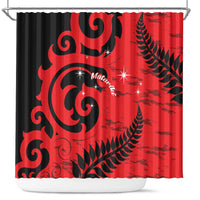 New Zealand Matariki Shower Curtain Maori New Year Koru Pattern LT22 Red - Polynesian Pride