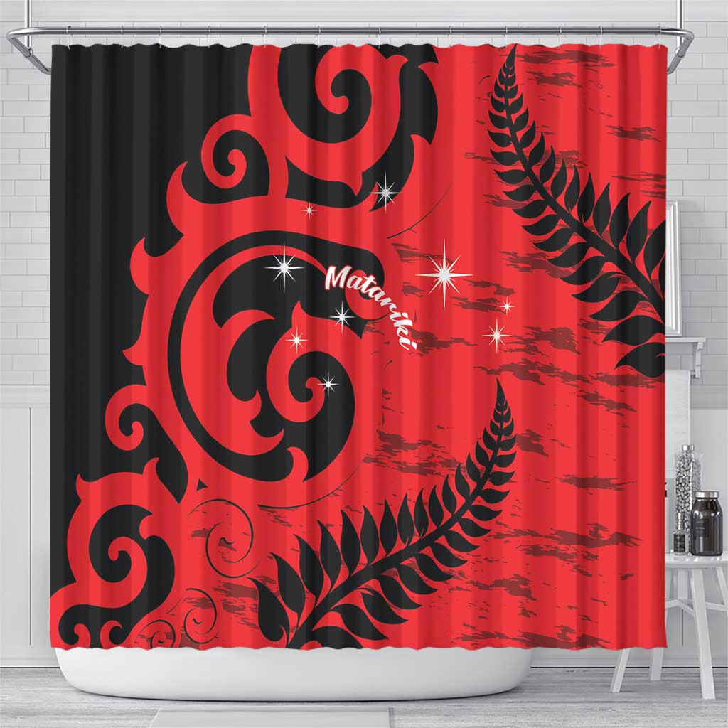 New Zealand Matariki Shower Curtain Maori New Year Koru Pattern LT22 - Polynesian Pride