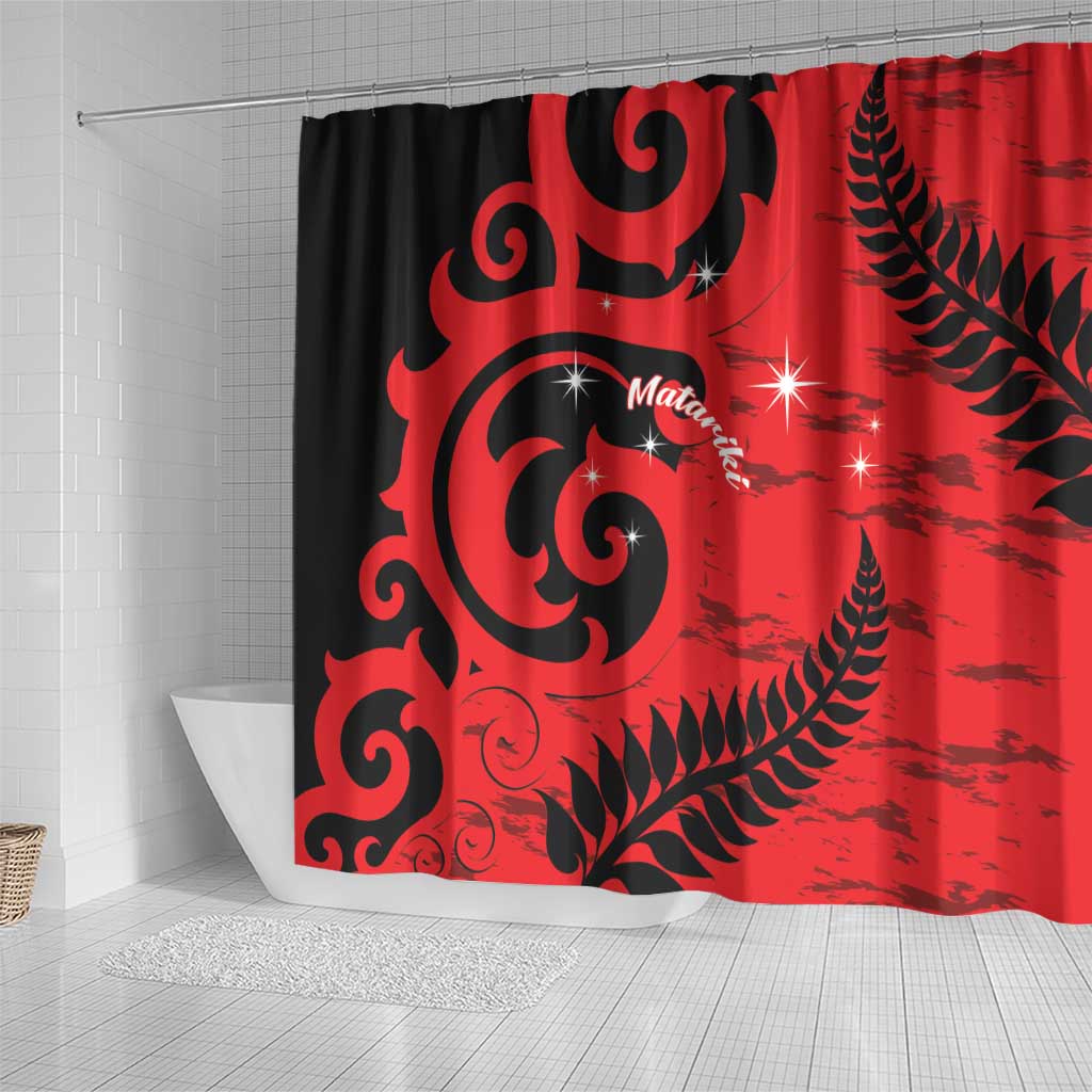New Zealand Matariki Shower Curtain Maori New Year Koru Pattern LT22 - Polynesian Pride
